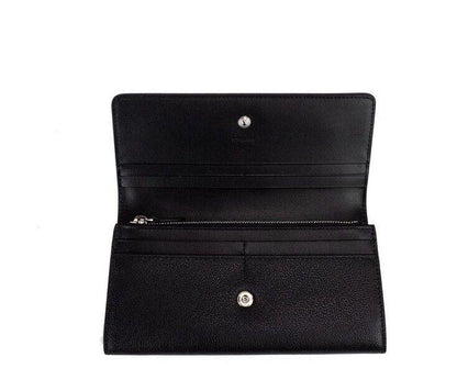 Burberry Porter Black Grained Leather Branded Logo Embossed Clutch Flap Wallet - Designed by Burberry Available to Buy at a Discounted Price on Moon Behind The Hill Online Designer Discount S