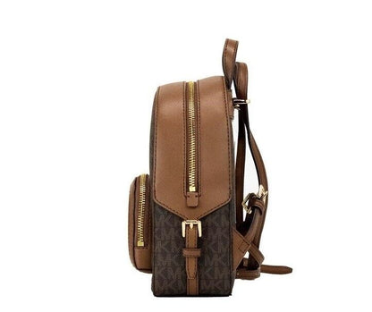 Jaycee mini XS Brown Signature PVC Zip Pocket Shoulder Backpack Bag