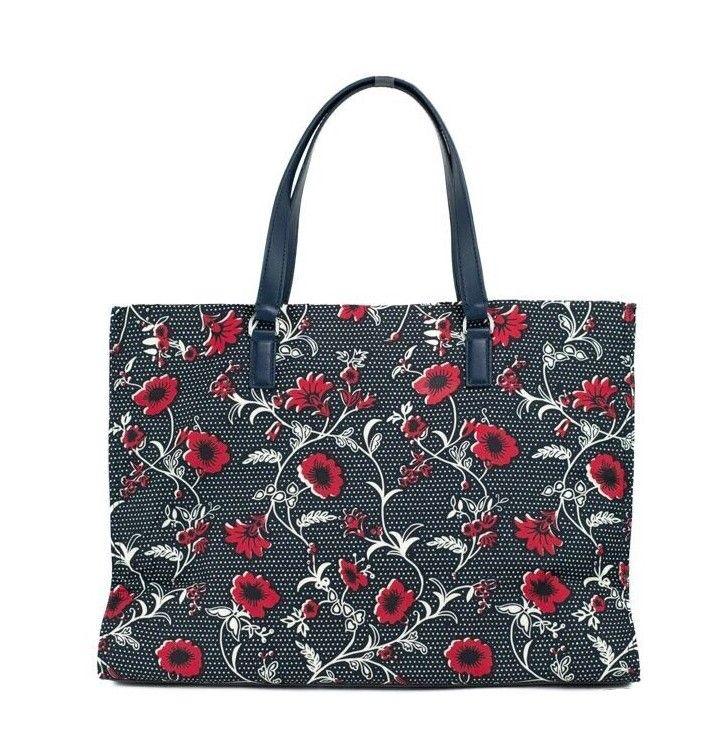 Tory Burch Medium Retro Batik Print Shoulder Tote Bag (Navy Red) designed by Tory Burch available from Moon Behind The Hill 's Handbags, Wallets & Cases > Handbags > Womens range
