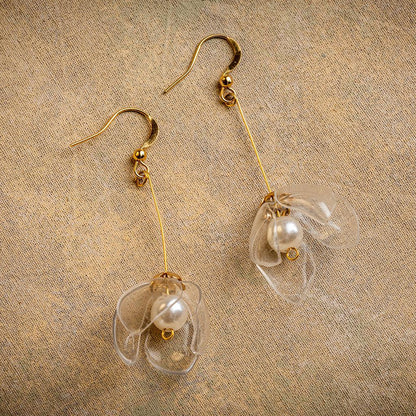 Upcycled Clear Lily Drop Earrings designed by Upcycle with Jing available from Moon Behind The Hill 's Jewelry > Earrings > Womens range