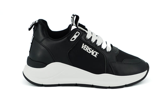 Versace Ladies' Black and White Calf Leather Sneakers