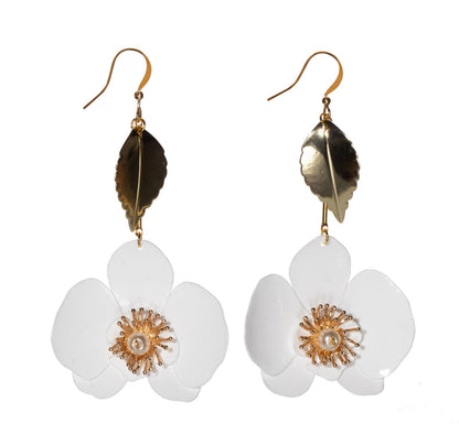 Butterfly Orchid Drop Earrings - White - Designed by Upcycle with Jing Available to Buy at a Discounted Price on Moon Behind The Hill Online Designer Discount Store