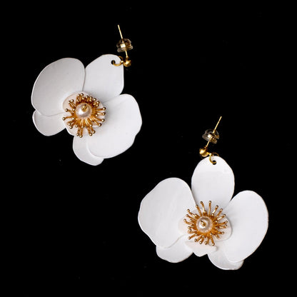 Butterfly Orchid Stud Earrings / Ear Pins - White - Designed by Upcycle with Jing Available to Buy at a Discounted Price on Moon Behind The Hill Online Designer Discount Store