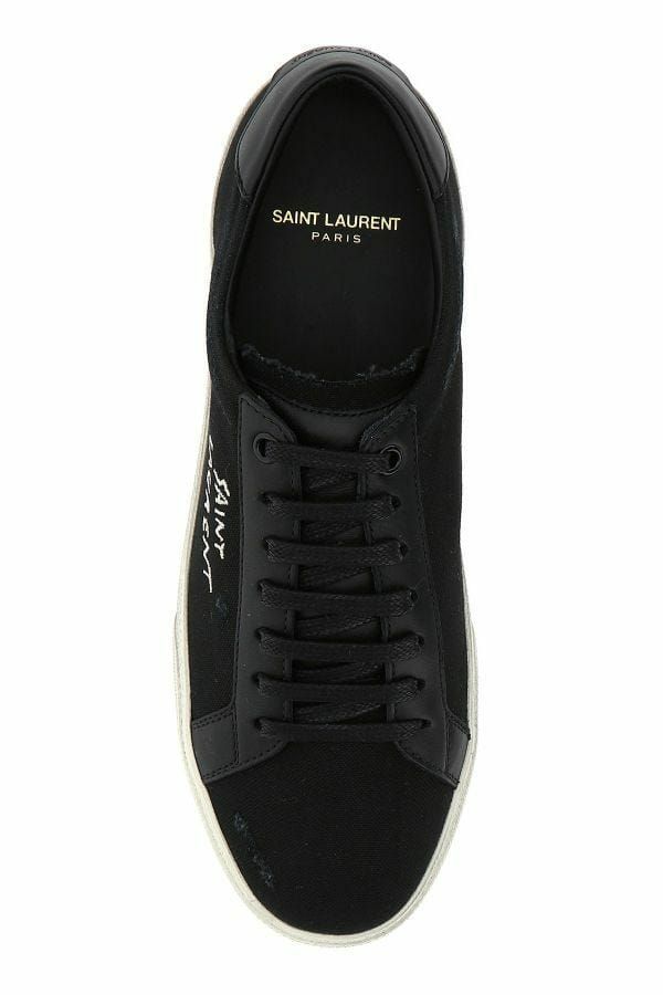 Saint Laurent Men's Black Canvas & Leather Low Top Sneakers
