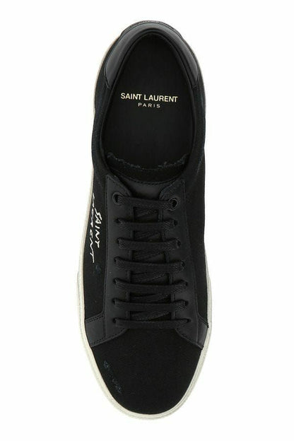 Saint Laurent Men's Black Canvas & Leather Low Top Sneakers