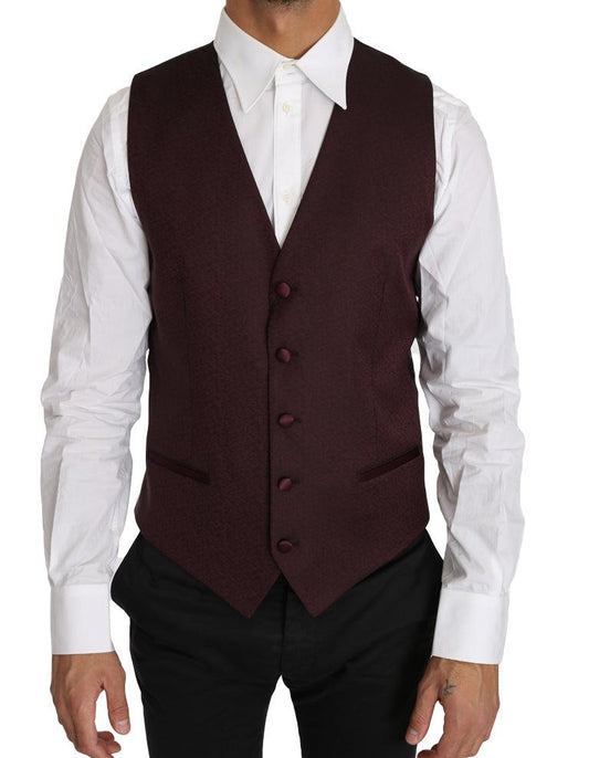 Purple Pattern Wool Silk Waistcoat Vest designed by Dolce & Gabbana available from Moon Behind The Hill's Men's Clothing range