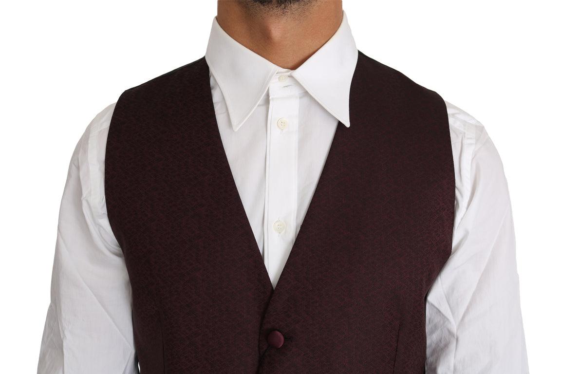 Purple Pattern Wool Silk Waistcoat Vest designed by Dolce & Gabbana available from Moon Behind The Hill's Men's Clothing range