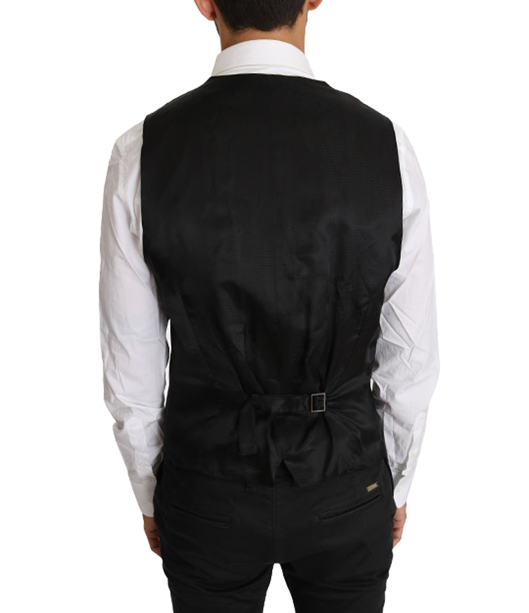 Gray Solid 100% Wool Waistcoat Vest - Designed by Dolce & Gabbana Available to Buy at a Discounted Price on Moon Behind The Hill Online Designer Discount Store