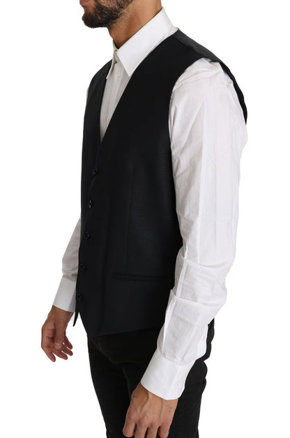 Gray Wool Silk Waistcoat Vest - Designed by Dolce & Gabbana Available to Buy at a Discounted Price on Moon Behind The Hill Online Designer Discount Store