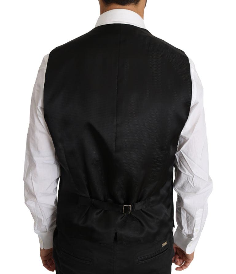 Gray Wool Silk Waistcoat Vest - Designed by Dolce & Gabbana Available to Buy at a Discounted Price on Moon Behind The Hill Online Designer Discount Store