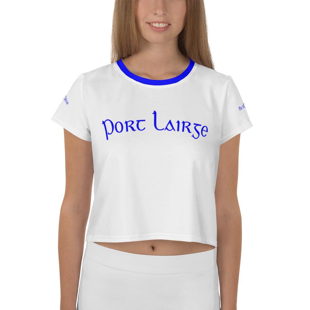 Women's Port Lairge 1950s Retro Waterford Supporters Crop Tee designed by Moon Behind The Hill available from Moon Behind The Hill's Women's Clothing range