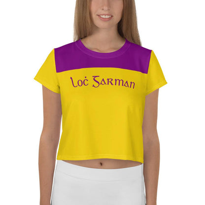 Women's Loċ Garman Retro 1910s Wexford Supporters Print Crop Tee designed by Moon Behind The Hill available from Moon Behind The Hill's Women's Clothing range