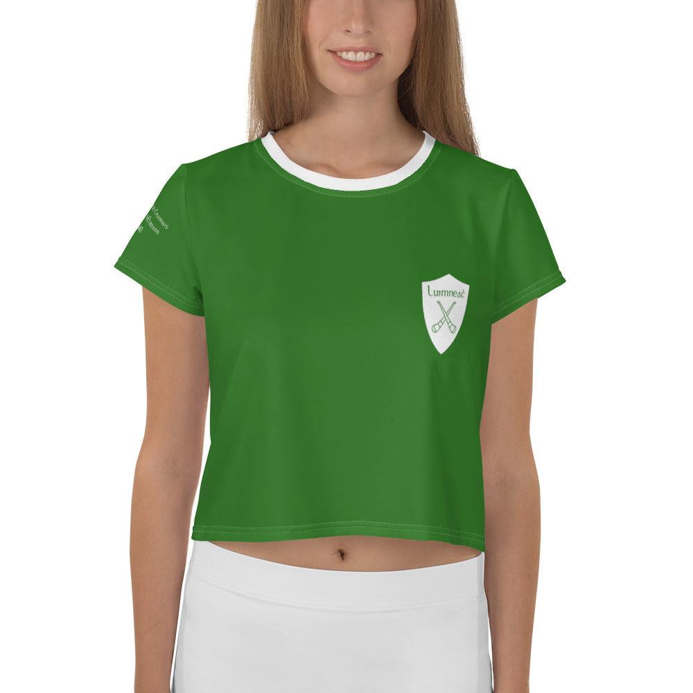Women's Luimneaċ 1940 Retro Mick Mackey Limerick Supporter Crop Tee designed by Moon Behind The Hill available from Moon Behind The Hill 's Clothing > Shirts & Tops > Womens range