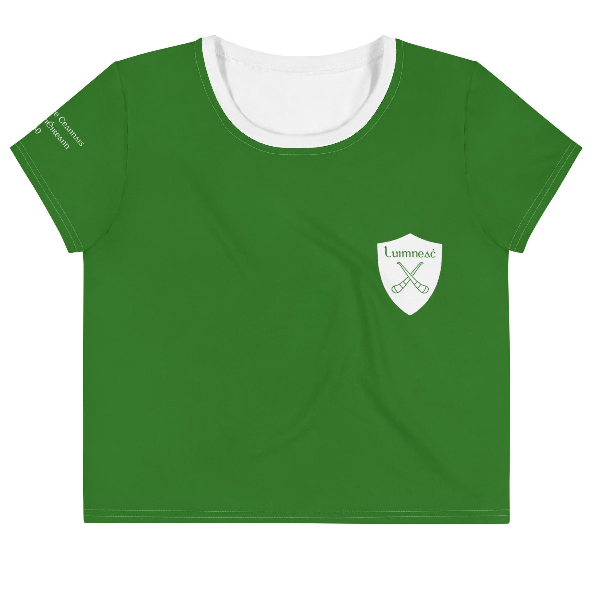 Women's Luimneaċ 1940 Retro Mick Mackey Limerick Supporter Crop Tee designed by Moon Behind The Hill available from Moon Behind The Hill 's Clothing > Shirts & Tops > Womens range