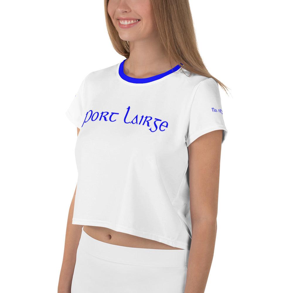 Women's Port Lairge 1950s Retro Waterford Supporters Crop Tee designed by Moon Behind The Hill available from Moon Behind The Hill's Women's Clothing range