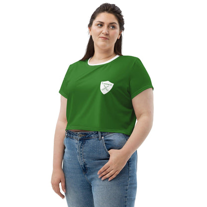 Women's Luimneaċ 1940 Retro Mick Mackey Limerick Supporter Crop Tee designed by Moon Behind The Hill available from Moon Behind The Hill 's Clothing > Shirts & Tops > Womens range