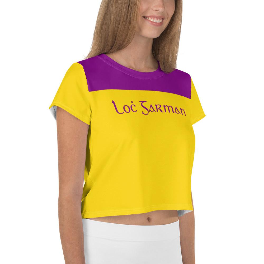 Women's Loċ Garman Retro 1910s Wexford Supporters Print Crop Tee designed by Moon Behind The Hill available from Moon Behind The Hill's Women's Clothing range