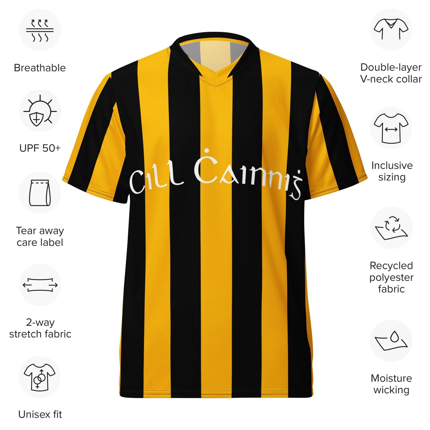 Kilkenny Recycled Polyester Unisex Sports Jersey - Designed by Moon Behind The Hill Available to Buy at a Discounted Price on Moon Behind The Hill Online Designer Discount Store