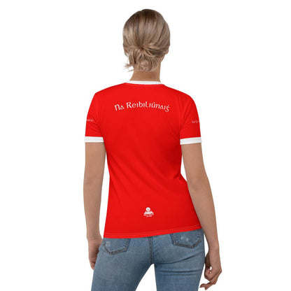 Women's Corcaiġ Retro Cork Supporters T-shirt designed by Moon Behind The Hill available from Moon Behind The Hill's Women's Clothing range