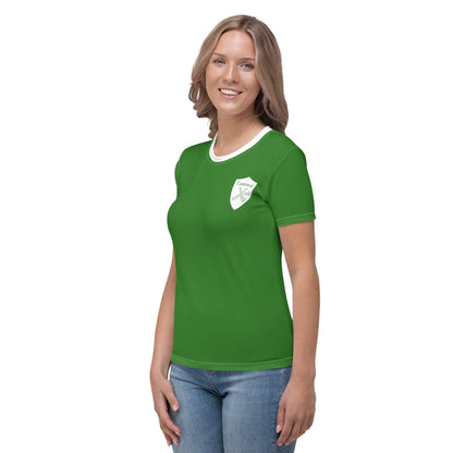 Women's Luimneaċ 1940 Retro Mick Mackey Limerick Supporter T-shirt designed by Moon Behind The Hill available from Moon Behind The Hill 's Clothing > Shirts & Tops > Womens range