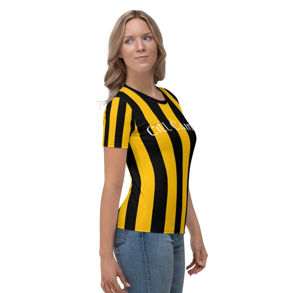 Women's Cill Ċainniġ 1930s Retro Kilkenny GAA Supporters T-Shirt designed by Moon Behind The Hill available from Moon Behind The Hill's Custom Made Apparel range