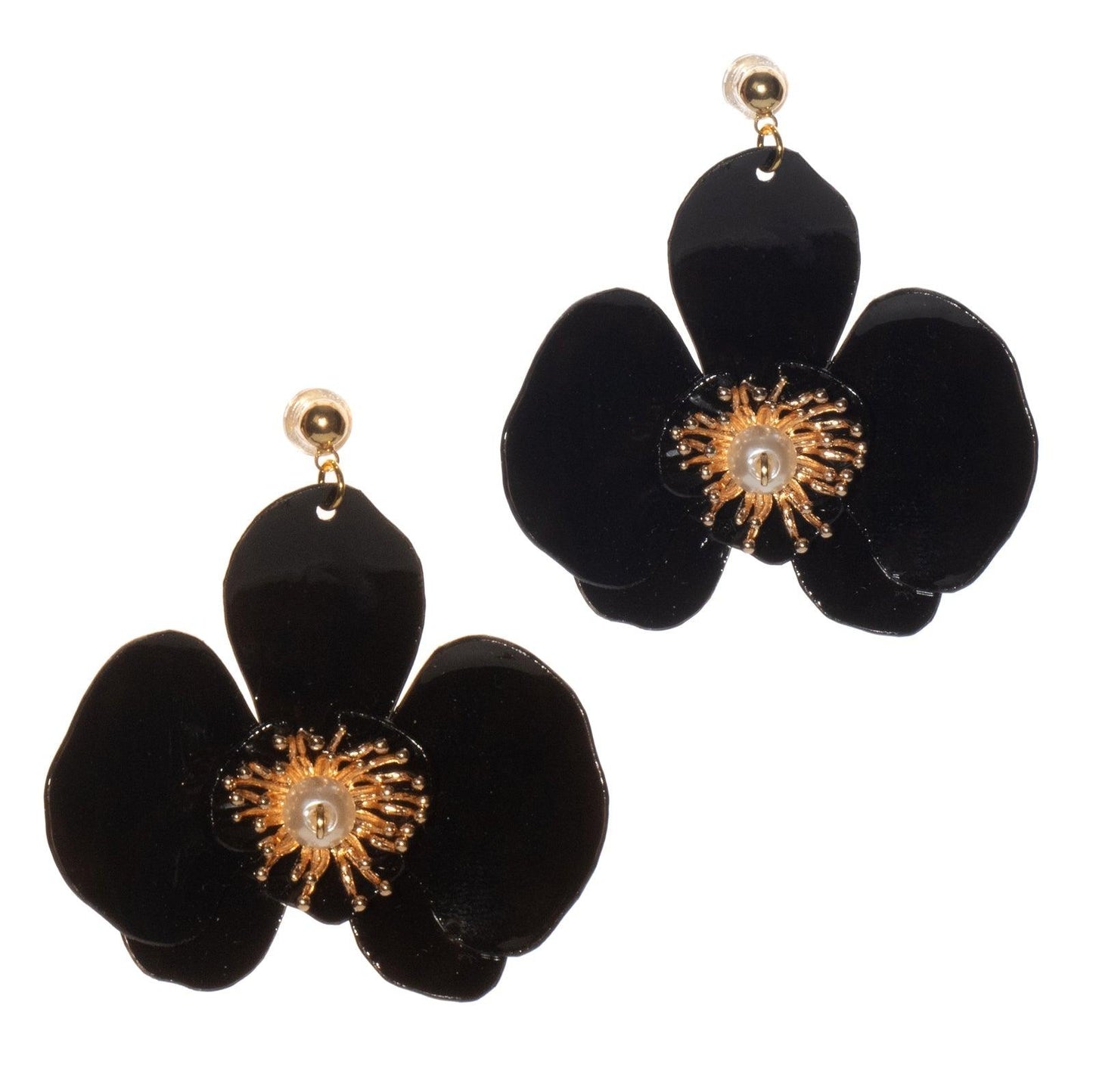 Butterfly Orchid Stud Earrings / Ear Pins - Black - Designed by Upcycle with Jing Available to Buy at a Discounted Price on Moon Behind The Hill Online Designer Discount Store