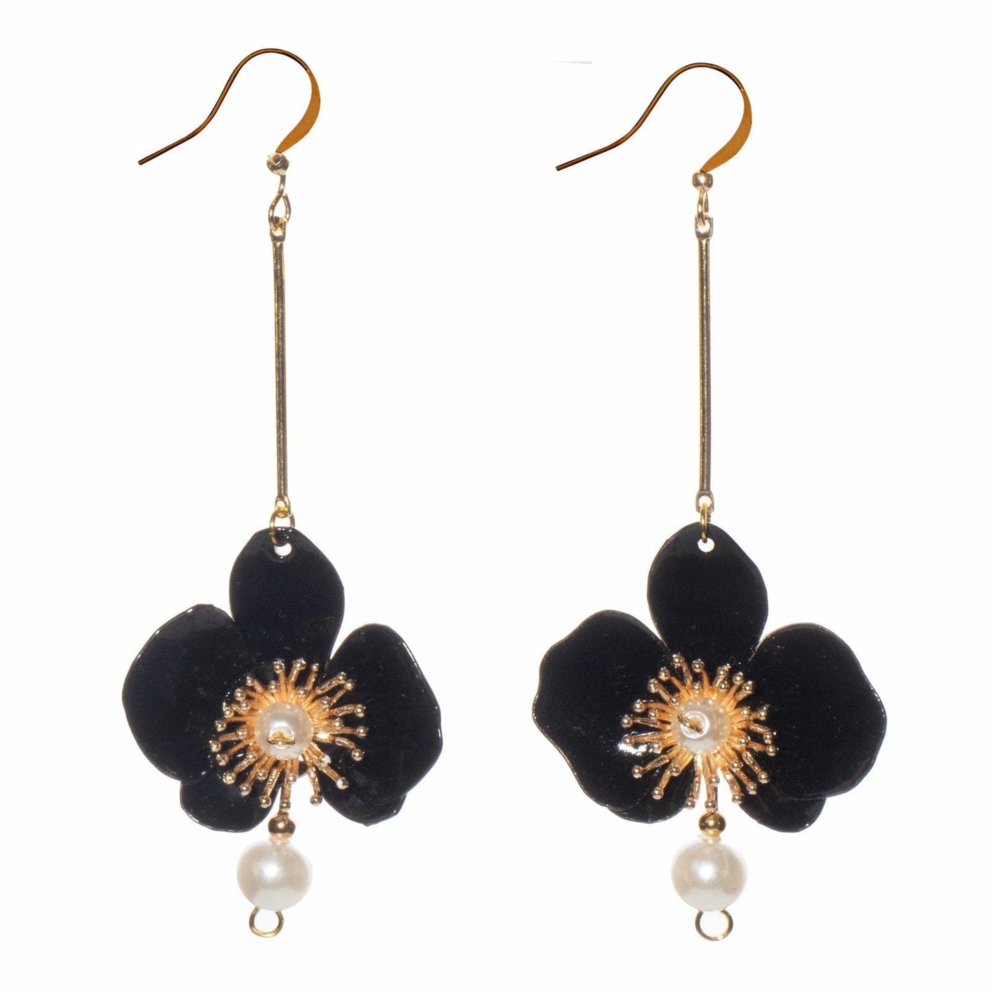Butterfly Orchid Pearl Earrings - Black - Designed by Upcycle with Jing Available to Buy at a Discounted Price on Moon Behind The Hill Online Designer Discount Store