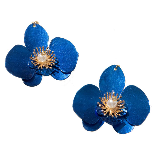 Butterfly Orchid Stud Earrings - Blue-0