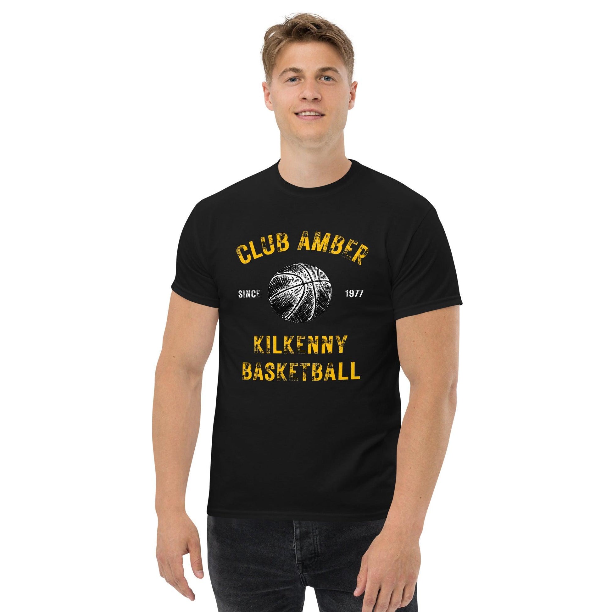 Club Amber Basketball Kilkenny Men's Classic Tee - Designed by Moon Behind The Hill Available to Buy at a Discounted Price on Moon Behind The Hill Online Designer Discount Store