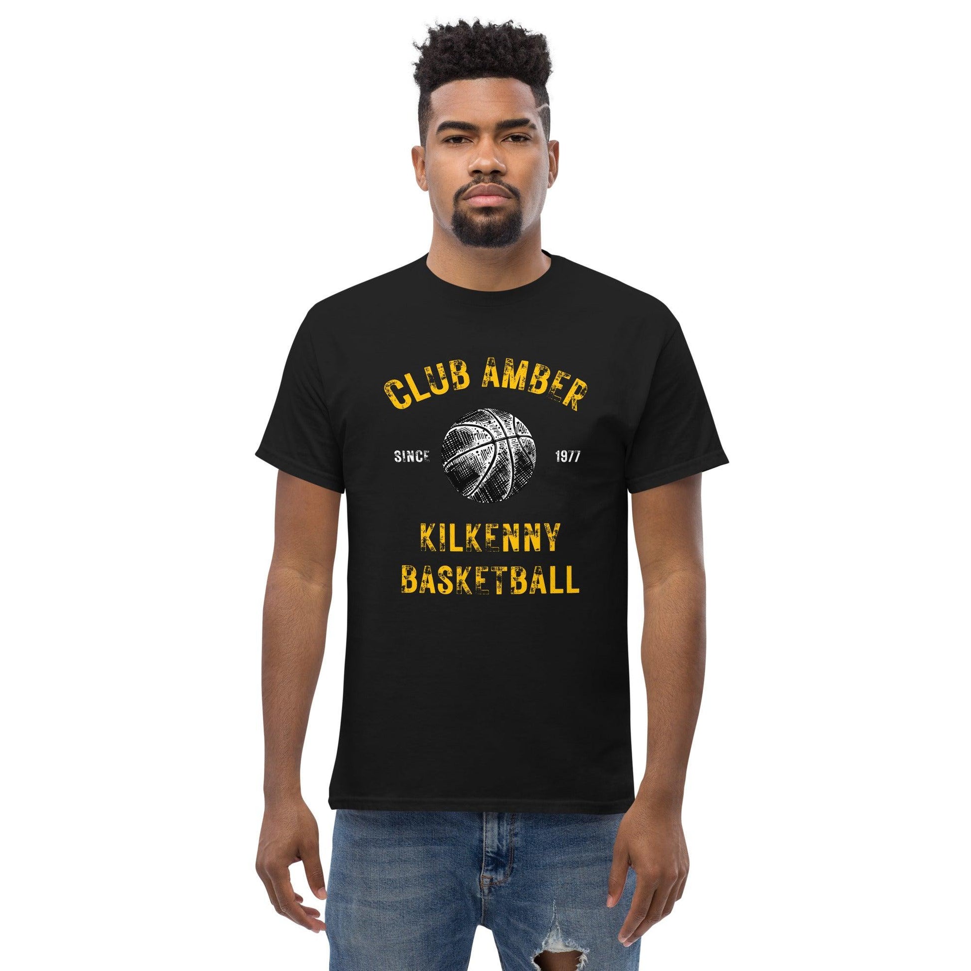 Club Amber Basketball Kilkenny Men's Classic Tee - Designed by Moon Behind The Hill Available to Buy at a Discounted Price on Moon Behind The Hill Online Designer Discount Store