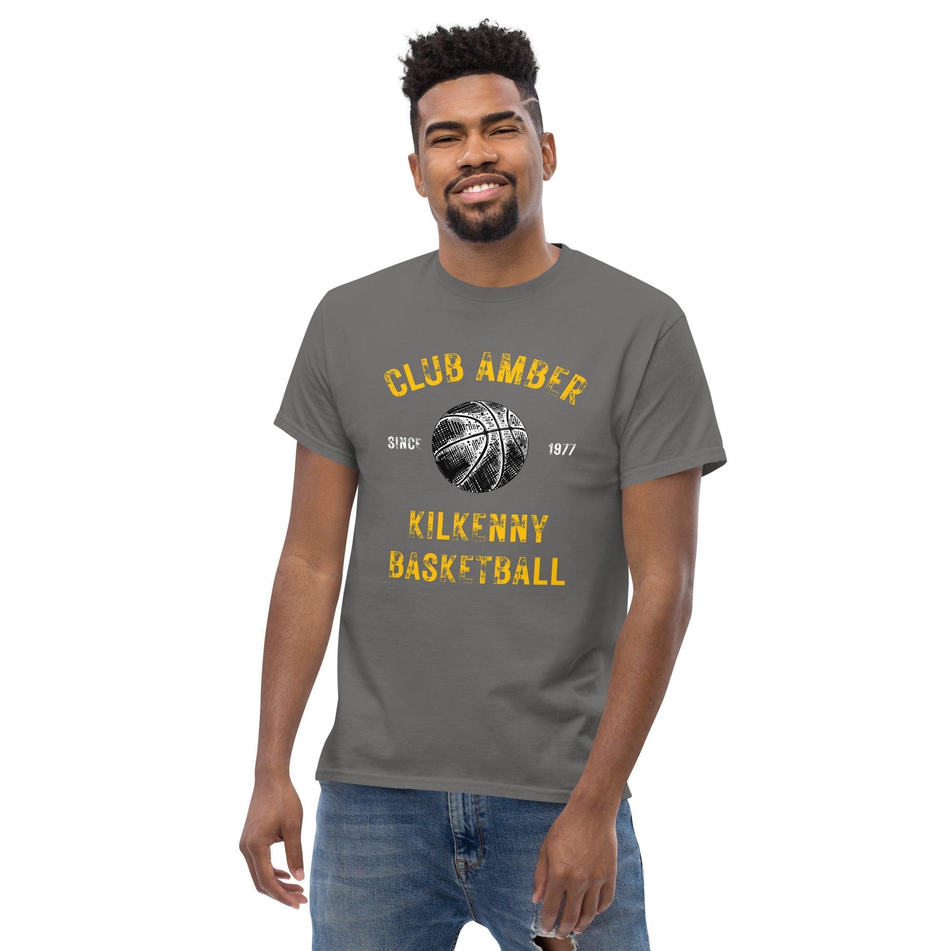 Club Amber Basketball Kilkenny Men's Classic Tee - Designed by Moon Behind The Hill Available to Buy at a Discounted Price on Moon Behind The Hill Online Designer Discount Store