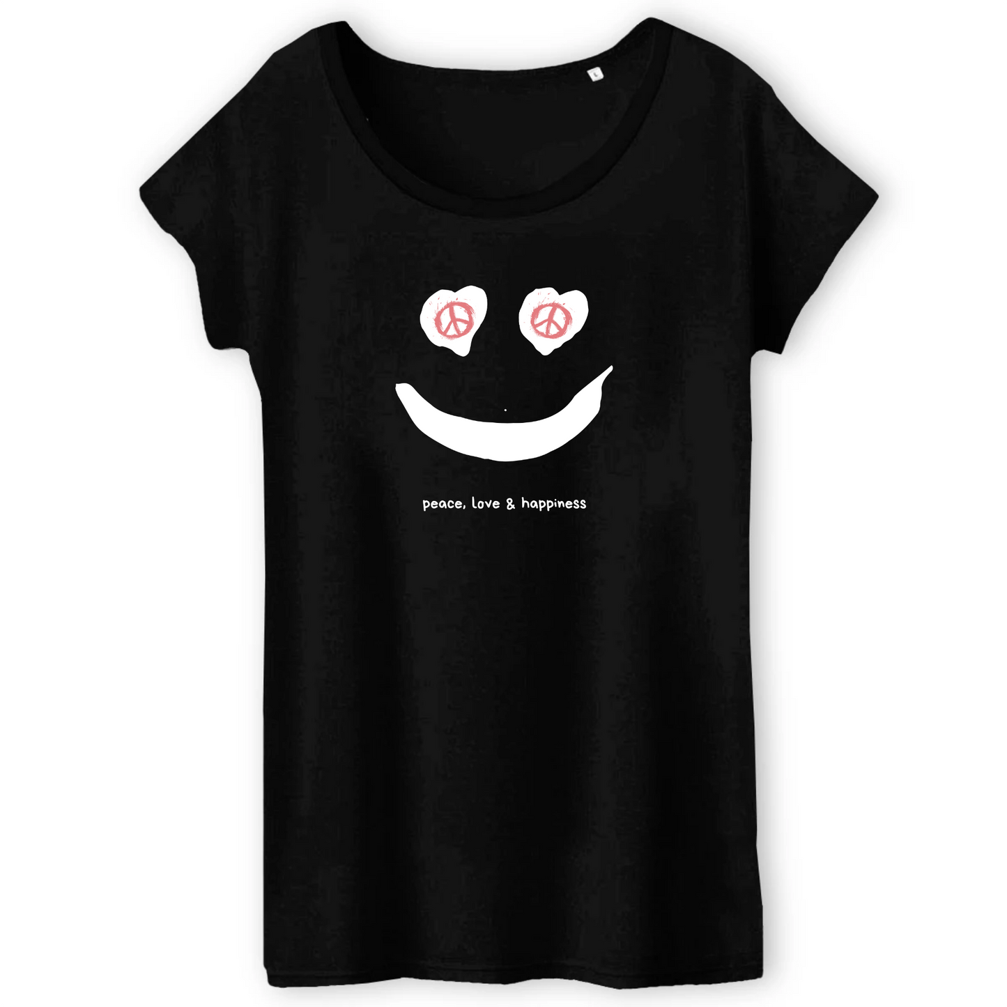 Peace Love & HappyFace T-Shirt from T-Pop available from Moon Behind The Hill's Custom Made Apparel range