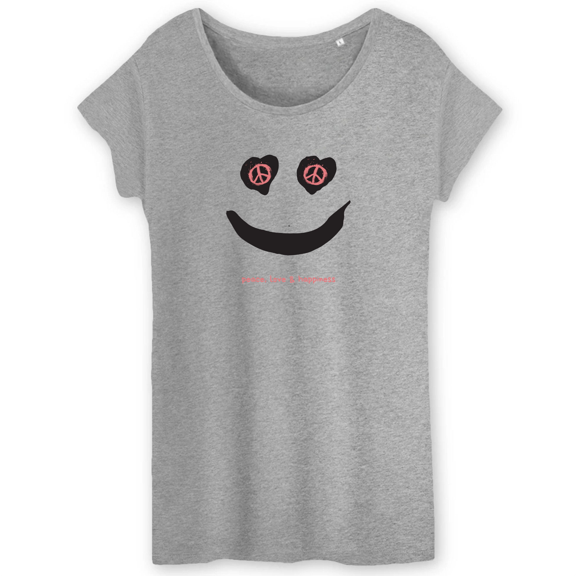 Peace Love & Happyface T-Shirt from T-Pop available from Moon Behind The Hill's Custom Made Apparel range