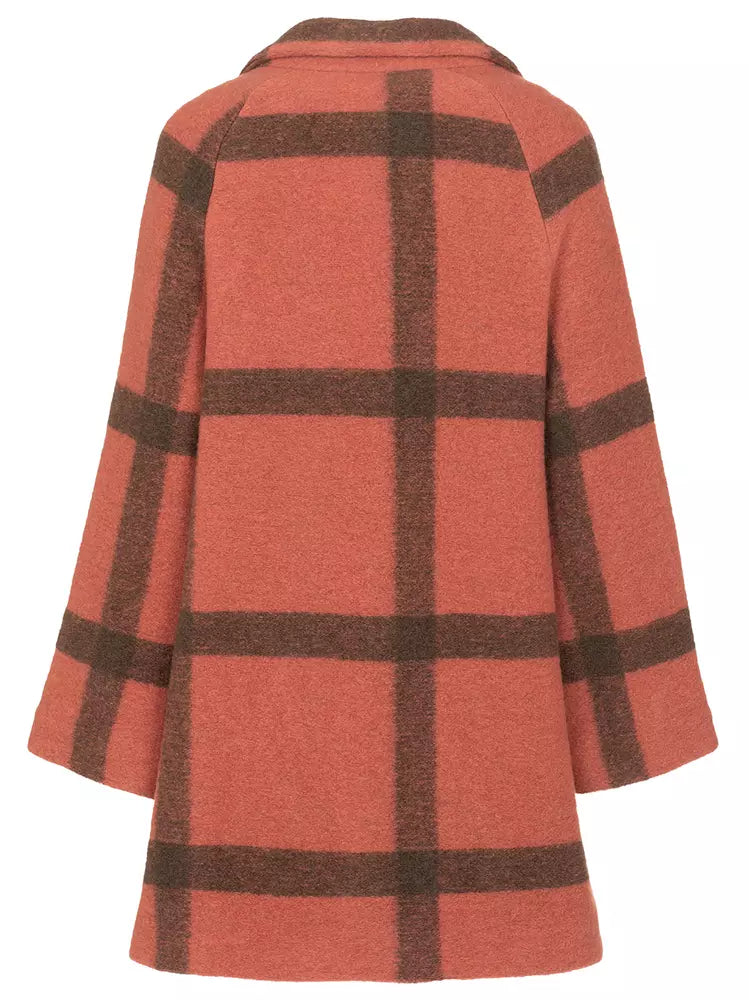 Imperfect Women's Pink & Brown Wool Coat - Designed by Imperfect Available to Buy at a Discounted Price on Moon Behind The Hill Online Designer Discount Store