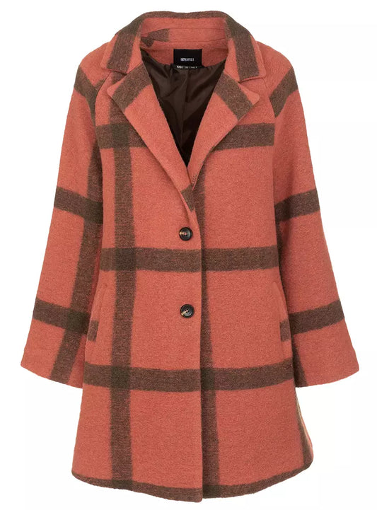 Imperfect Women's Pink & Brown Wool Coat - Designed by Imperfect Available to Buy at a Discounted Price on Moon Behind The Hill Online Designer Discount Store