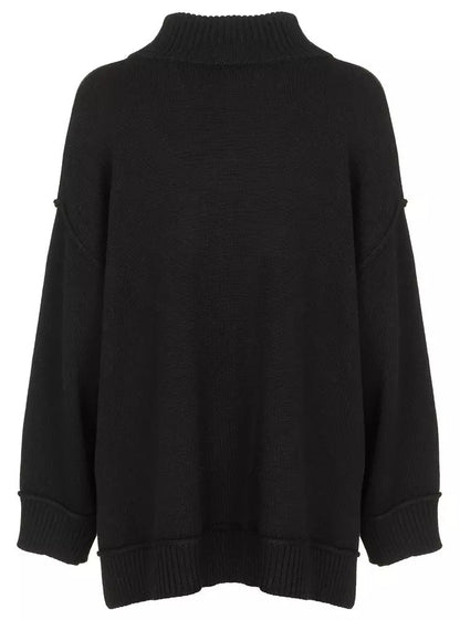 Imperfect Women's Black Polyester Turtleneck Sweater