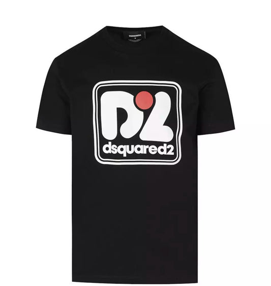 Dsquared² Men's Branded Black Cotton T-Shirt - Designed by Dsquared² Available to Buy at a Discounted Price on Moon Behind The Hill Online Designer Discount Store