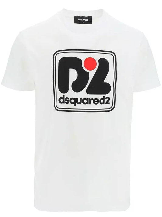 Dsquared² Men's Branded White Cotton T-Shirt - Designed by Dsquared² Available to Buy at a Discounted Price on Moon Behind The Hill Online Designer Discount Store