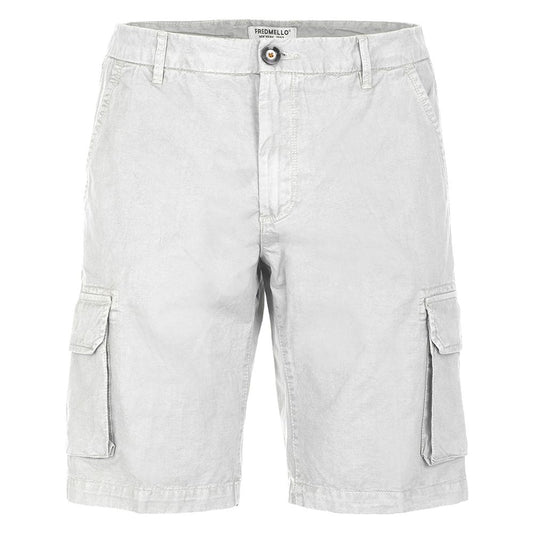 Fred Mello Men's White Cotton Bermuda Cargo Shorts