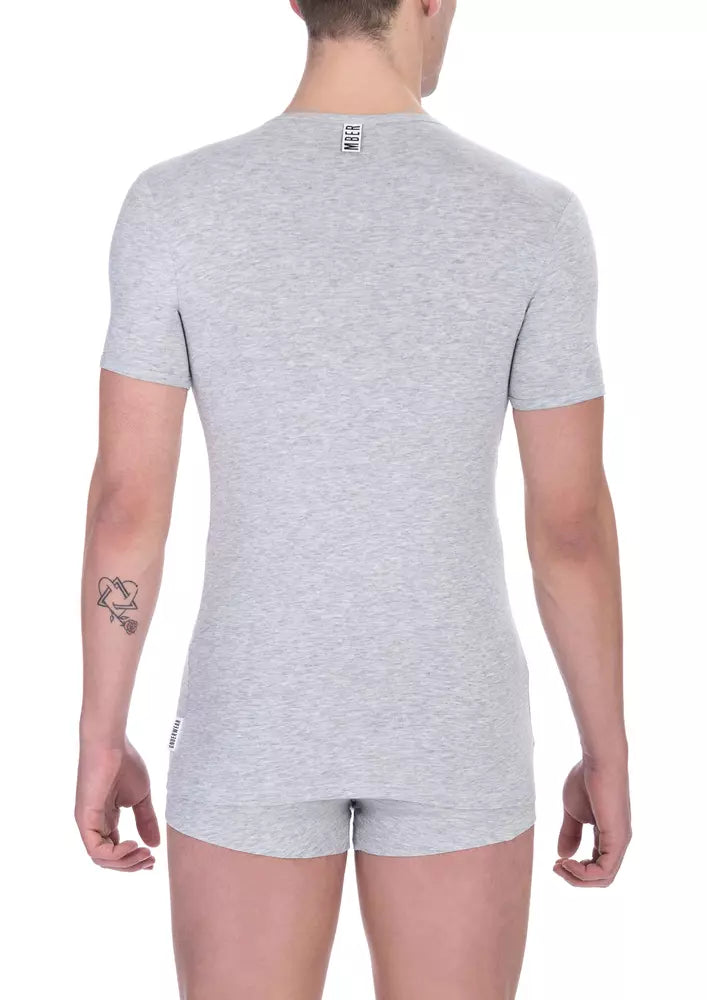 Bikkembergs Men's Grey Cotton T-Shirt - Designed by Bikkembergs Available to Buy at a Discounted Price on Moon Behind The Hill Online Designer Discount Store