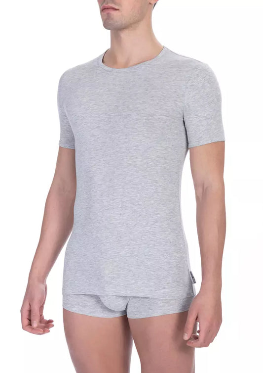 Bikkembergs Men's Grey Cotton T-Shirt - Designed by Bikkembergs Available to Buy at a Discounted Price on Moon Behind The Hill Online Designer Discount Store