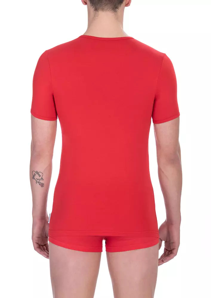 Bikkembergs Men's Red Cotton T-Shirt - Designed by Bikkembergs Available to Buy at a Discounted Price on Moon Behind The Hill Online Designer Discount Store