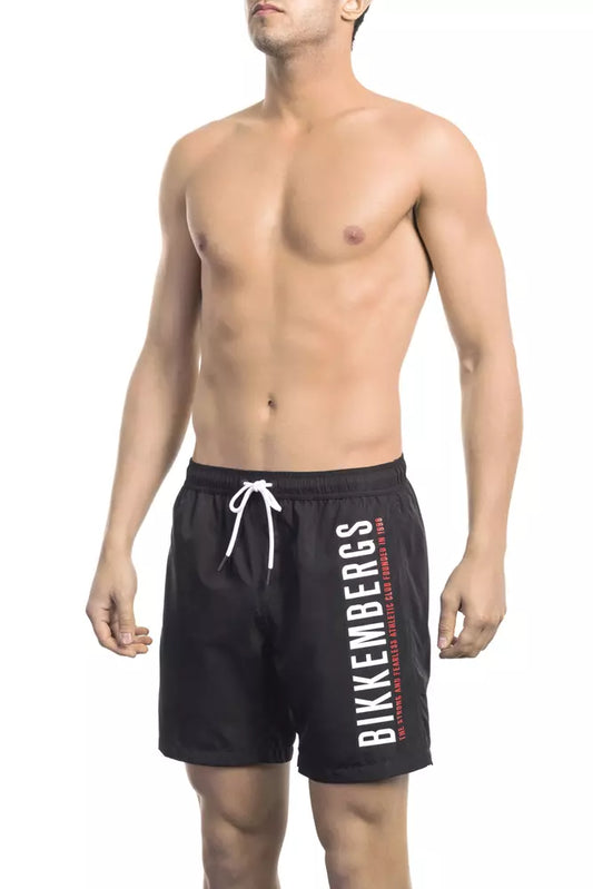 Bikkembergs Men's Black Polyester Swimwear Shorts - Designed by Bikkembergs Available to Buy at a Discounted Price on Moon Behind The Hill Online Designer Discount Store