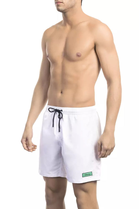 Bikkembergs Men's White Polyester Swimwear Shorts - Designed by Bikkembergs Available to Buy at a Discounted Price on Moon Behind The Hill Online Designer Discount Store