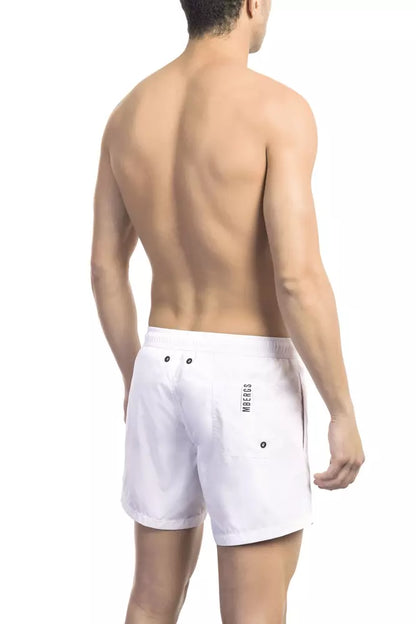 Bikkembergs Men's White Polyamide Swimwear Shorts - Designed by Bikkembergs Available to Buy at a Discounted Price on Moon Behind The Hill Online Designer Discount Store