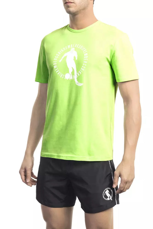 Bikkembergs Men's Green Cotton T-Shirt - Designed by Bikkembergs Available to Buy at a Discounted Price on Moon Behind The Hill Online Designer Discount Store