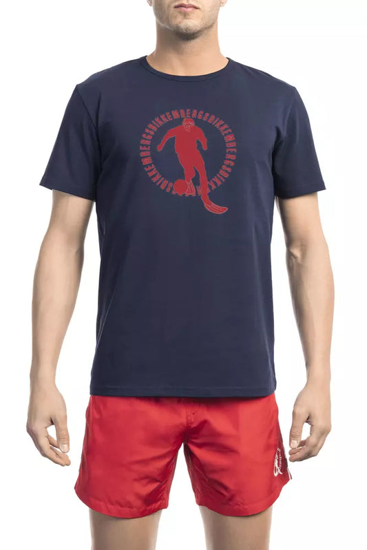 Bikkembergs Men's Blue Cotton T-Shirt - Designed by Bikkembergs Available to Buy at a Discounted Price on Moon Behind The Hill Online Designer Discount Store