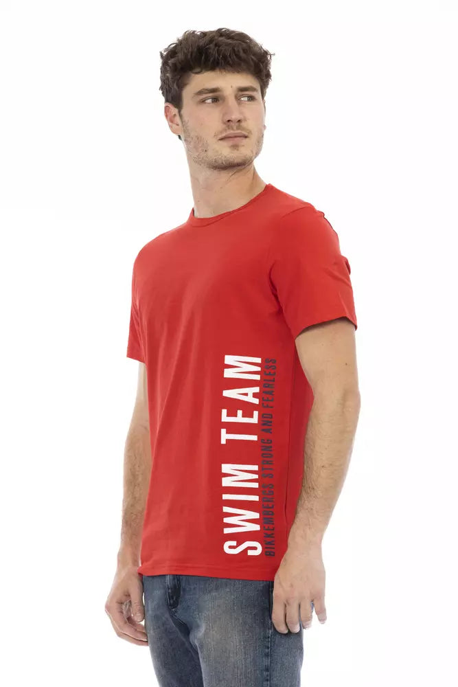 Bikkembergs Men's Red Cotton T-Shirt - Designed by Bikkembergs Available to Buy at a Discounted Price on Moon Behind The Hill Online Designer Discount Store