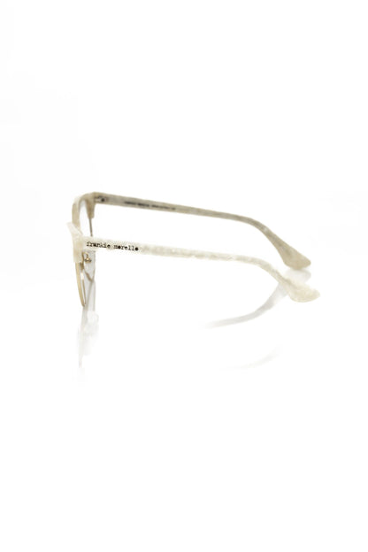 Frankie Morello FRMO-22111 White Metallic Fibre Frames - Designed by Frankie Morello Available to Buy at a Discounted Price on Moon Behind The Hill Online Designer Discount Store