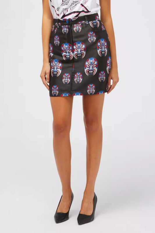 Black Custo Barcelona Mask Print Mini Skirt - Designed by Custo Barcelona Available to Buy at a Discounted Price on Moon Behind The Hill Online Designer Discount Store